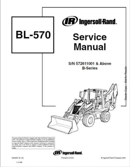 Bobcat BL570 (B-Series) Loader Service Repair Manual