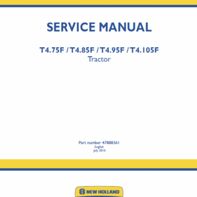 New Holland T4.75F, T4.85F, T4.95F, T4.105F Tractor Service Manual