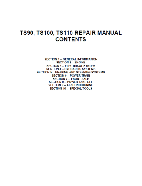New Holland TS90, TS100, TS110 Service Manual