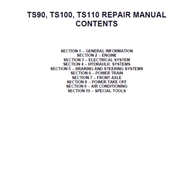 Cart New Holland TS90, TS100, TS110 Tractor Service Manual