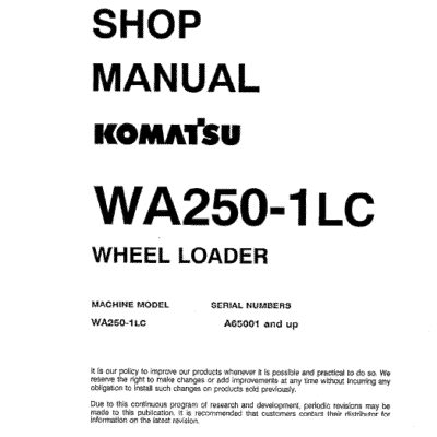 Komatsu Wa250-1Lc Wheel Loader Service Manual