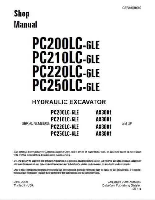 Komatsu Pc200Lc-6Le Pc210Lc-6Le Service Repair Manual