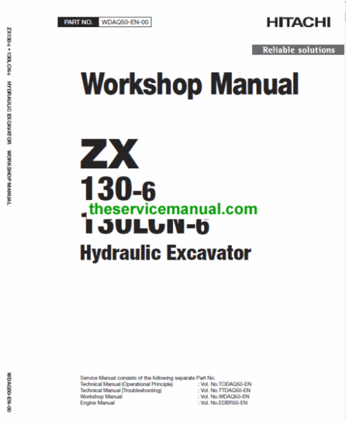 Hitachi ZX130-6 and ZX130LCN-6 Excavator Service Repair Manual