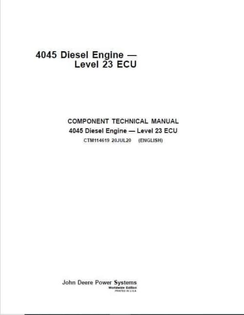 John Deere PowerTech 4.5L, 6.8L Diesel Engines Level 4 Fuel Systems – Bosch VP44 Pump Repair Manual