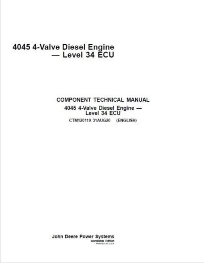 John Deere 4045 4-Valve Diesel Engine Level 34 ECU Service Repair Manual
