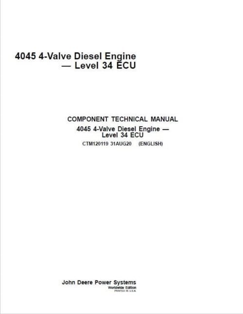 John Deere 4045 4-Valve Diesel Engine Level 34 ECU Service Repair Manual