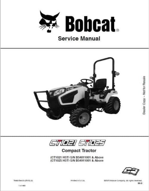 Bobcat CT1021, CT1025 Compact Tractor Service Manual