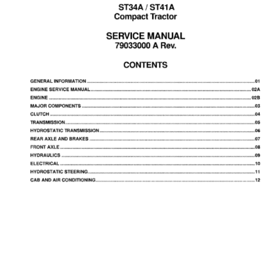AGCO ST34A, ST41A Tractor Service Manual Download