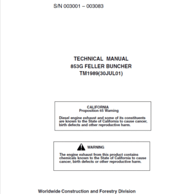 John Deere 853G Feller Buncher Technical Manual