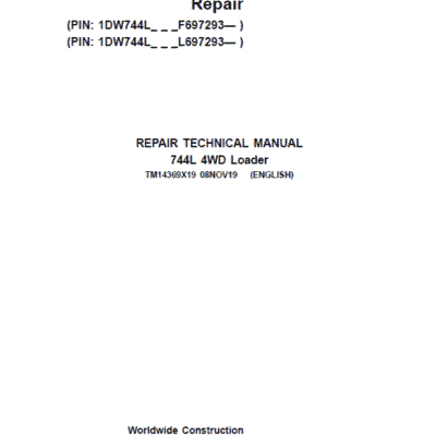 John Deere 744L 4WD Loader Repair Service Manual