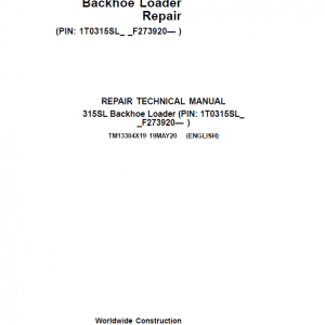 John Deere 315SL Backhoe Loader Repair Service Manual
