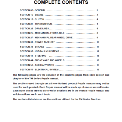 Cart New Holland TM115, TM125, TM135, TM150, TM165 Tractor Service Manual