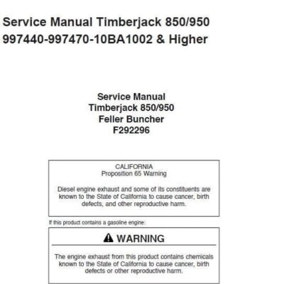 Timberjack 850, 950 Feller Bunchers Repair Manual