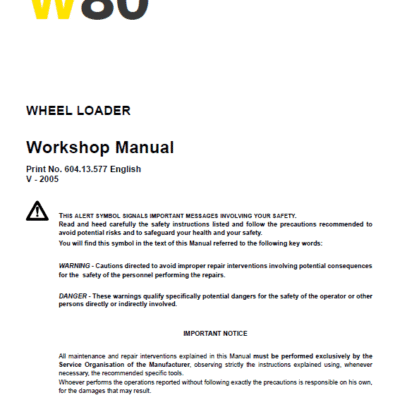 Cart New Holland W80 Wheeled Loader Service Manual