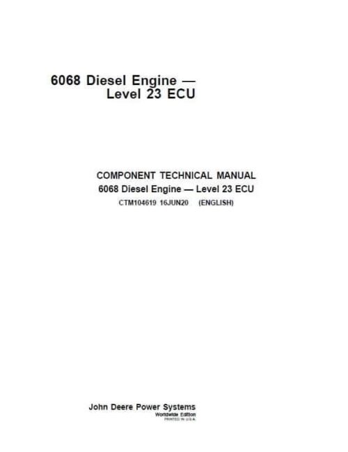 John Deere 6068 Diesel Engine Level 23 ECU Repair Service Manual