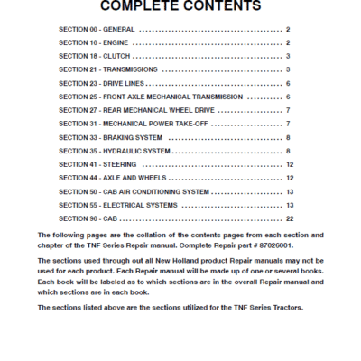 New Holland TN65F, TN70F, TN75F Tractor Service Manual