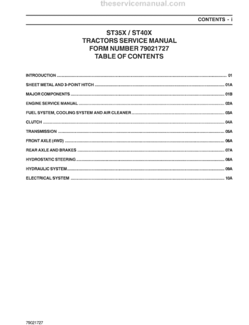 AGCO ST35X, ST40X Tractor Service Manual AGCO ST35X, ST40X Tractor Service Manual