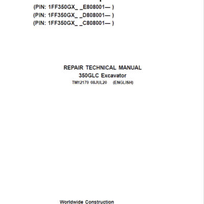 John Deere 350GLC Excavator Service Manual