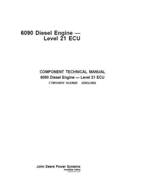 John Deere 6090 Diesel Engine Level 21 ECU Repair Service Manual