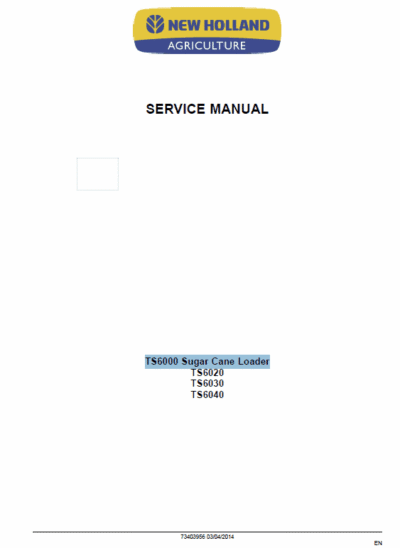New Holland TS6020 TS6030 Tractors Service Manual