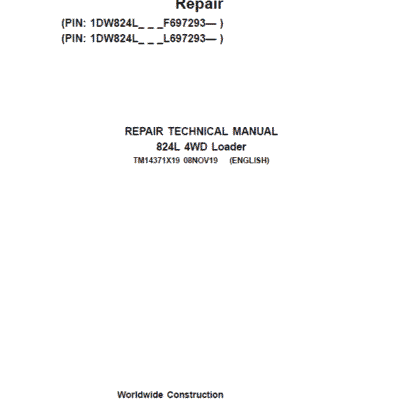 John Deere 824L 4WD Loader Repair Service Manual