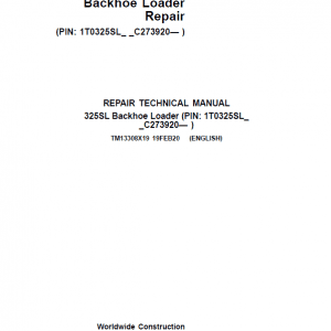 John Deere 325SL Backhoe Loader Repair Service Manual