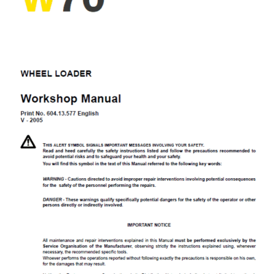 New Holland W70 Wheeled Loader Service Manual