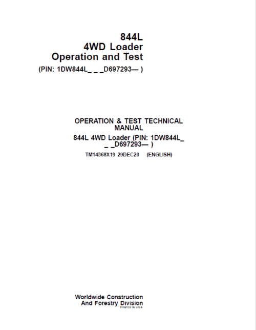 Comprehensive Guide to John Deere 844L 4WD Loader Repair Manual