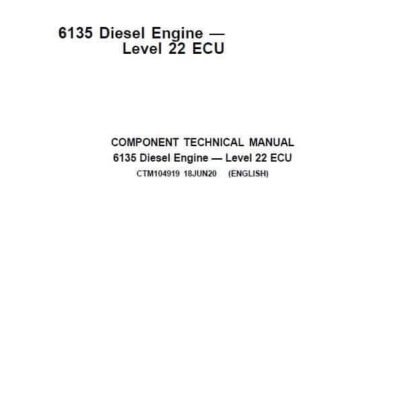 Cart John Deere 6135 Diesel Engine Level 22 ECU Repair Service Manual