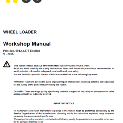 New Holland W60 Wheeled Loader Service Manual