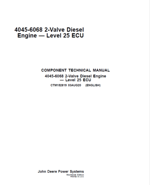 John Deere 4045, 6068 Diesel Engine Repair Manual