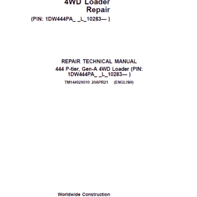 Cart John Deere 444 P-Tier, Gen-A 4WD Loader Repair Technical Manual