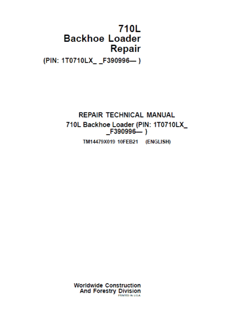 John Deere 710L Backhoe Loader Repair Service Manual