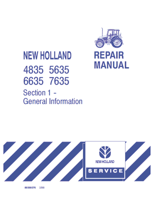 New Holland 35 Series 6635 7635 Tractor Service Manual