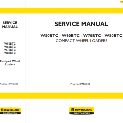 New Holland W50BTC, W60BTC, W70BTC, W80BTC Wheeled Loader Manual