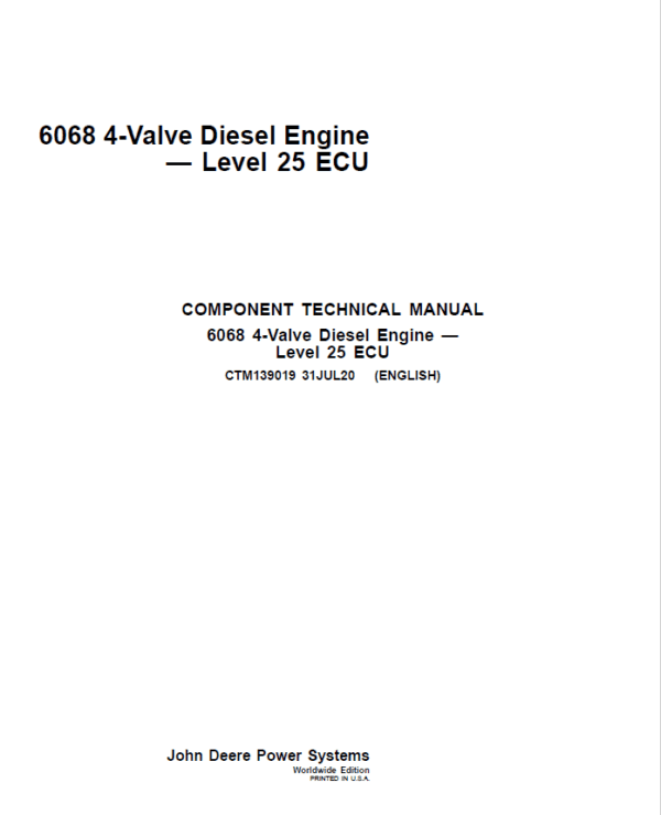 John Deere 6068 4-Valve Diesel Engine Repair Manual John Deere 6068 4-Valve Diesel Engine Repair Manual