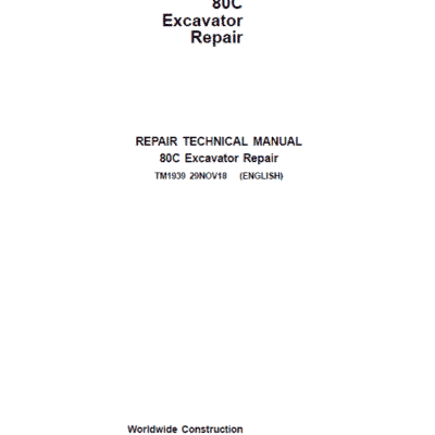 John Deere 80C Excavator Repair Service Manual