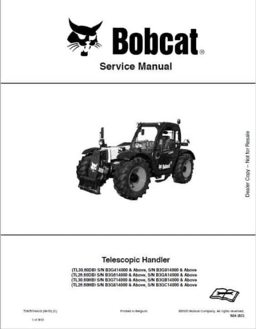 Bobcat TL26.60, TL30.60 HANDLER Telescopic Service Repair Manual