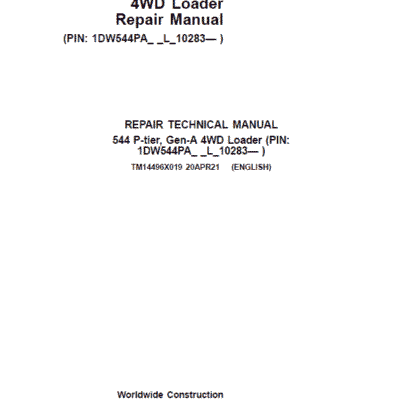 John Deere 544 P-Tier, Gen-A 4WD Loader Repair Technical Manual