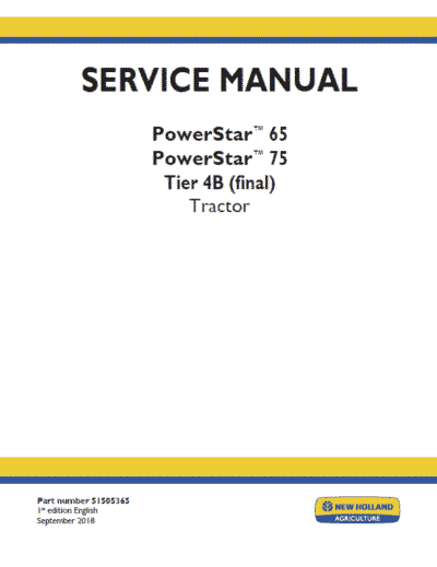 New Holland Power Star 65, 75 Tractor Service Manual