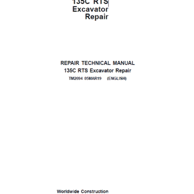 Cart John Deere 135C RTS Excavator Repair Service Manual