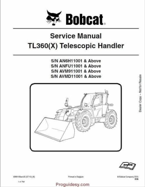 Bobcat TL360, TL470XHF Telescopic Service Repair Manual
