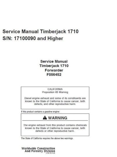 Timberjack 1710 Forwarder Service Repair Manual