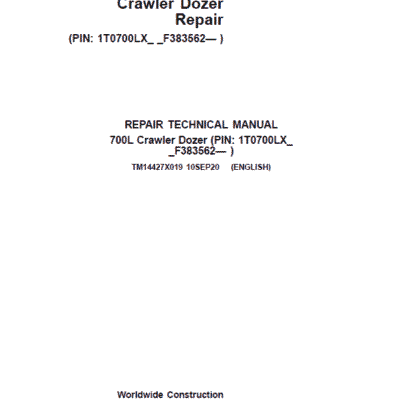 John Deere 700L Crawler Dozer Repair Technical Manual (S.N after F383562 – )