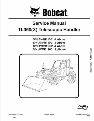 Bobcat TL360 TL470XHF Telescopic Service Repair Manual