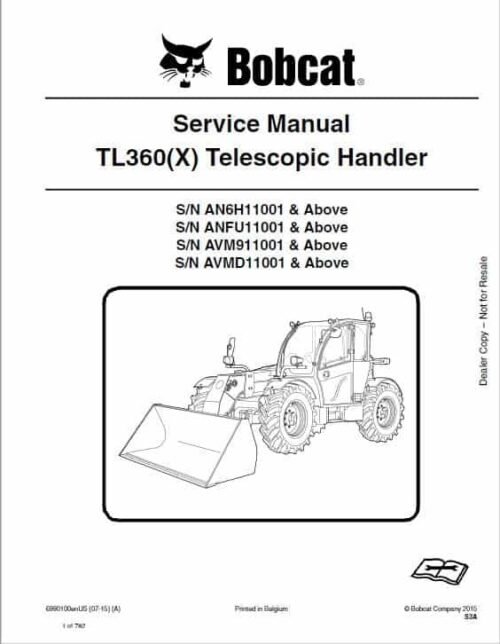 Bobcat TL360 TL470XHF Telescopic Service Repair Manual