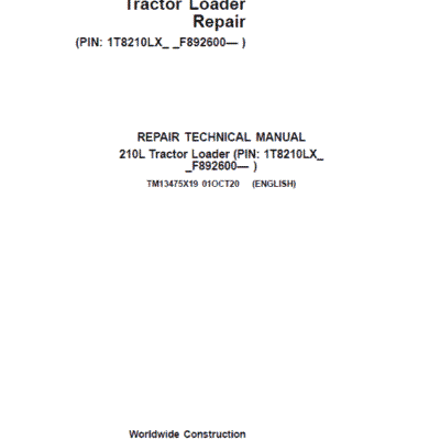 Cart John Deere 210L Tractor Loader Repair Technical Manual