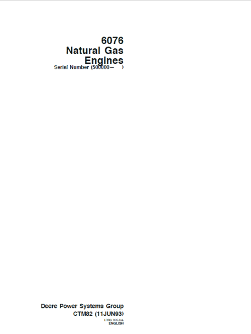 John Deere 6076 Natural Gas Engines Technical Manual