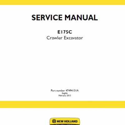 New Holland E175C Crawler Excavator Service Manual