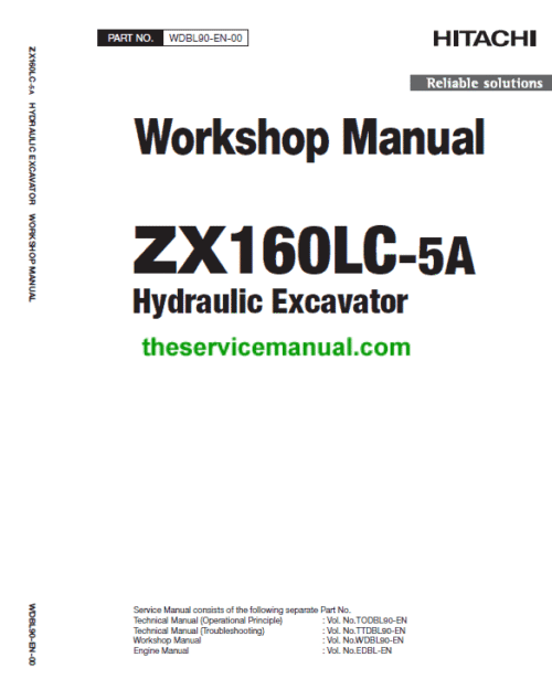 Hitachi ZX160LC-5A and ZX160LC-5B Excavator Service Repair Manual